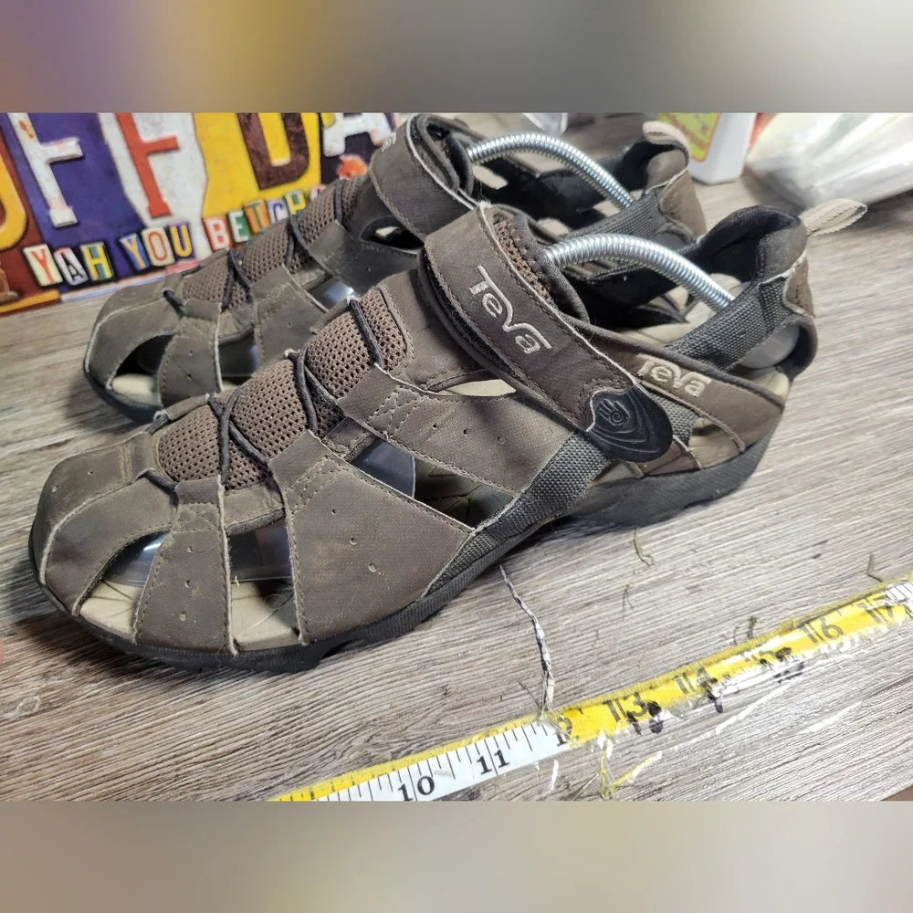 Teva Deacon Fisherman Sandal Men's  Brown Hook & Loop Mesh Water Resistant Sz 12